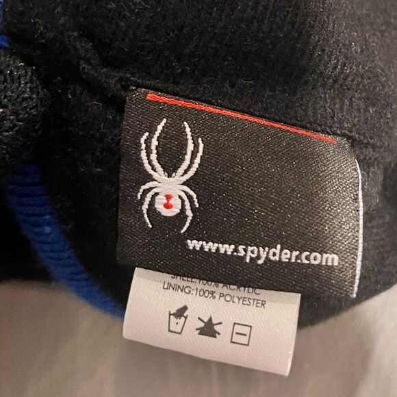 Beanie Hat Men’s by SPYDER - Web Design Ski Winter Cap Blue - Picture 3 of 5